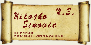 Milojko Simović vizit kartica